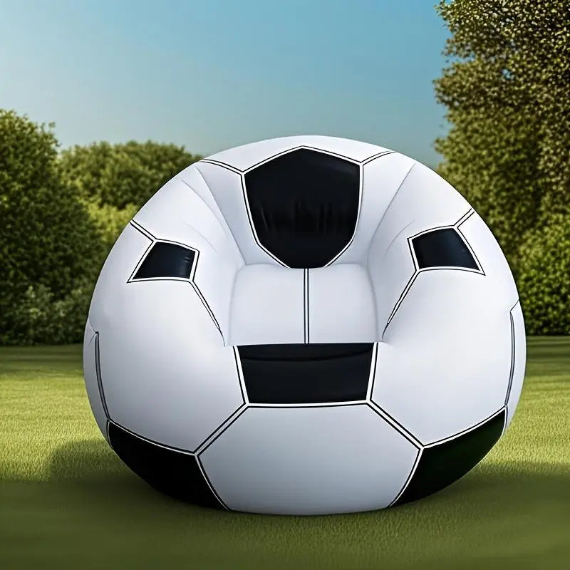 1-Pack Football Pattern Inflatable Single Sofa, Durable PVC Material, Casual Lazy Lounge Chair, Indoor & Outdoor Use, Portable for Camping, Must-Have Item for Leisure (Air Pump Not Included)