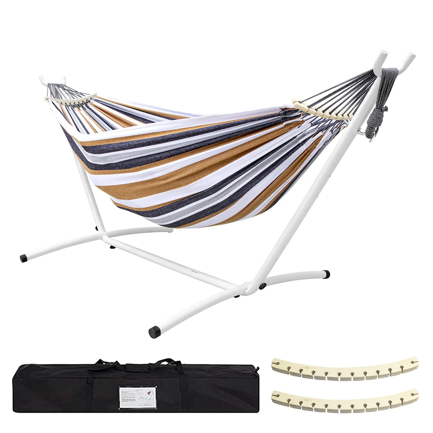 Hammock with Stand Included 450Lb Capacity Steel Stand, Premium Carry Bag Included and Two anti Roll Balance Beam