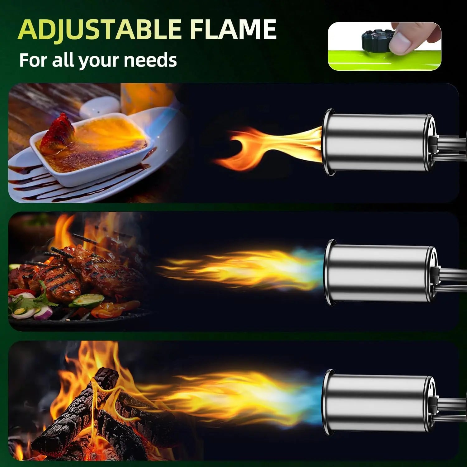 SEESE Powerful Propane Torch(Propane Tank Not Included),With One-Touch Max Fire Button and Safety Lock, Adjustable Blow Torch for Sous Vide Searing Steak, Bbq,Fireplace,Charcoal Wood