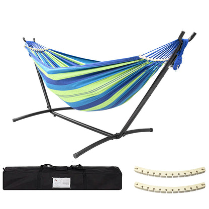 Hammock with Stand Included 450Lb Capacity Steel Stand, Premium Carry Bag Included and Two anti Roll Balance Beam
