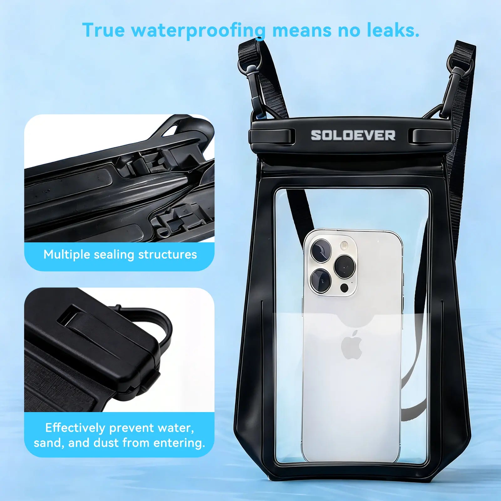 SOLOEVER Waterproof Pouch Dry Bag, Floating Fanny Pack with Dual Compartment for Swimming, Unisex IPX8 Sensitive Touchscreen, Boating Accessories, Kayaking, Ipx8 Rated, Large Capacity Design, Sensitive Touchscreen Functionality, Travel & Outdoor Adventure