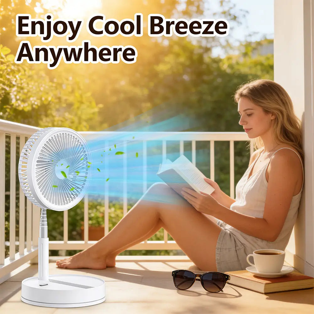 Foldable Usb-Powered Desk Fan - 360° Rotation, 3 Speed Settings, 8000Mah Ultra-Long Battery Life, 105Cm Max Height, Quiet Operation, Portable Oscillating Fan for Bedrooms, Offices
