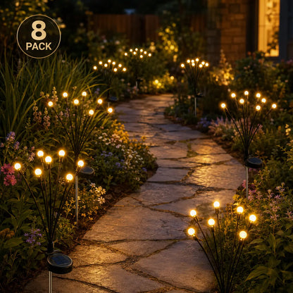 Outdoor Solar Firefly LED Lights - 4/8 Pack Waterproof Garden Stake Decorative Lamps with Auto Dusk-To-Dawn Glow, 32/64 Leds for Curb Appeal, Whimsy Decor, Mood Lighting & LED Pathway Lighting,Dorm Essentials,Home Decor,Home Essentials,Camping Essentials