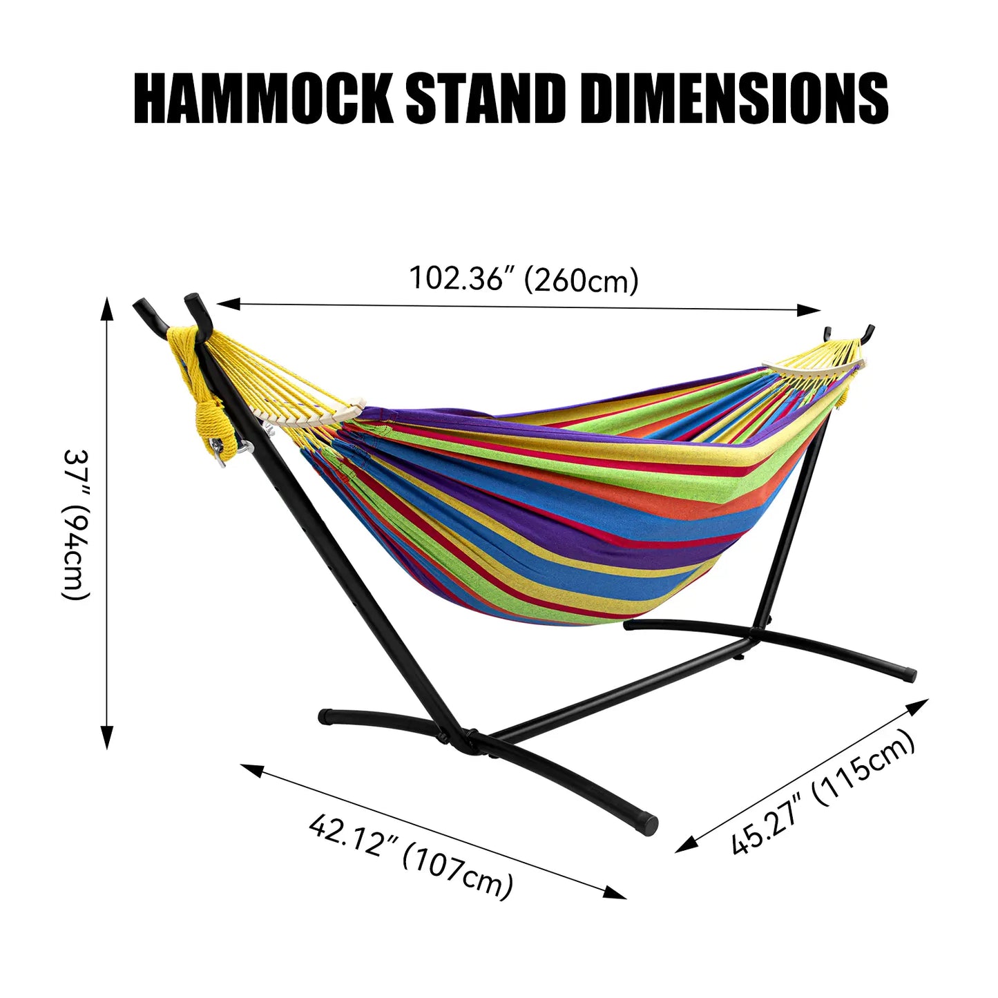 Hammock with Stand Included 450Lb Capacity Steel Stand, Premium Carry Bag Included and Two anti Roll Balance Beam