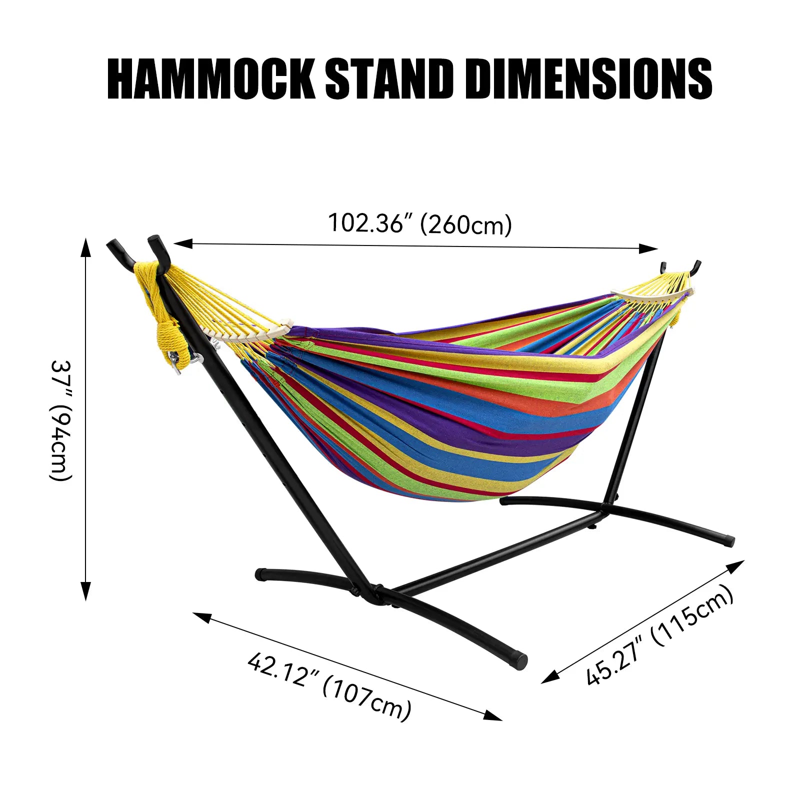 Hammock with Stand Included 450Lb Capacity Steel Stand, Premium Carry Bag Included and Two anti Roll Balance Beam
