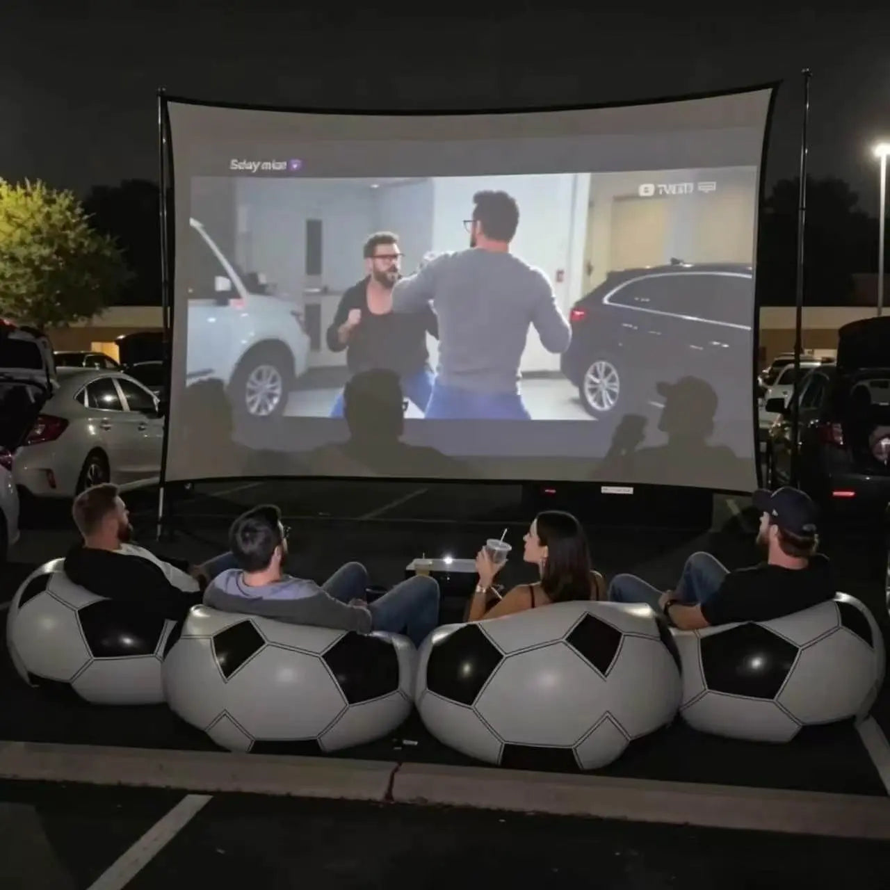 1-Pack Football Pattern Inflatable Single Sofa, Durable PVC Material, Casual Lazy Lounge Chair, Indoor & Outdoor Use, Portable for Camping, Must-Have Item for Leisure (Air Pump Not Included)