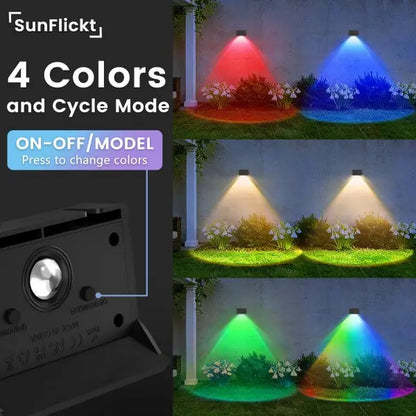 Solar Fence Lights Outdoor, Solar up down Wall Lights for Outside, IP67 Fence Lights Solar Powered Dusk to Dawn Auto-Work for Patio Garden Backyard Porch Deck Pathway Step (White&Rgb)