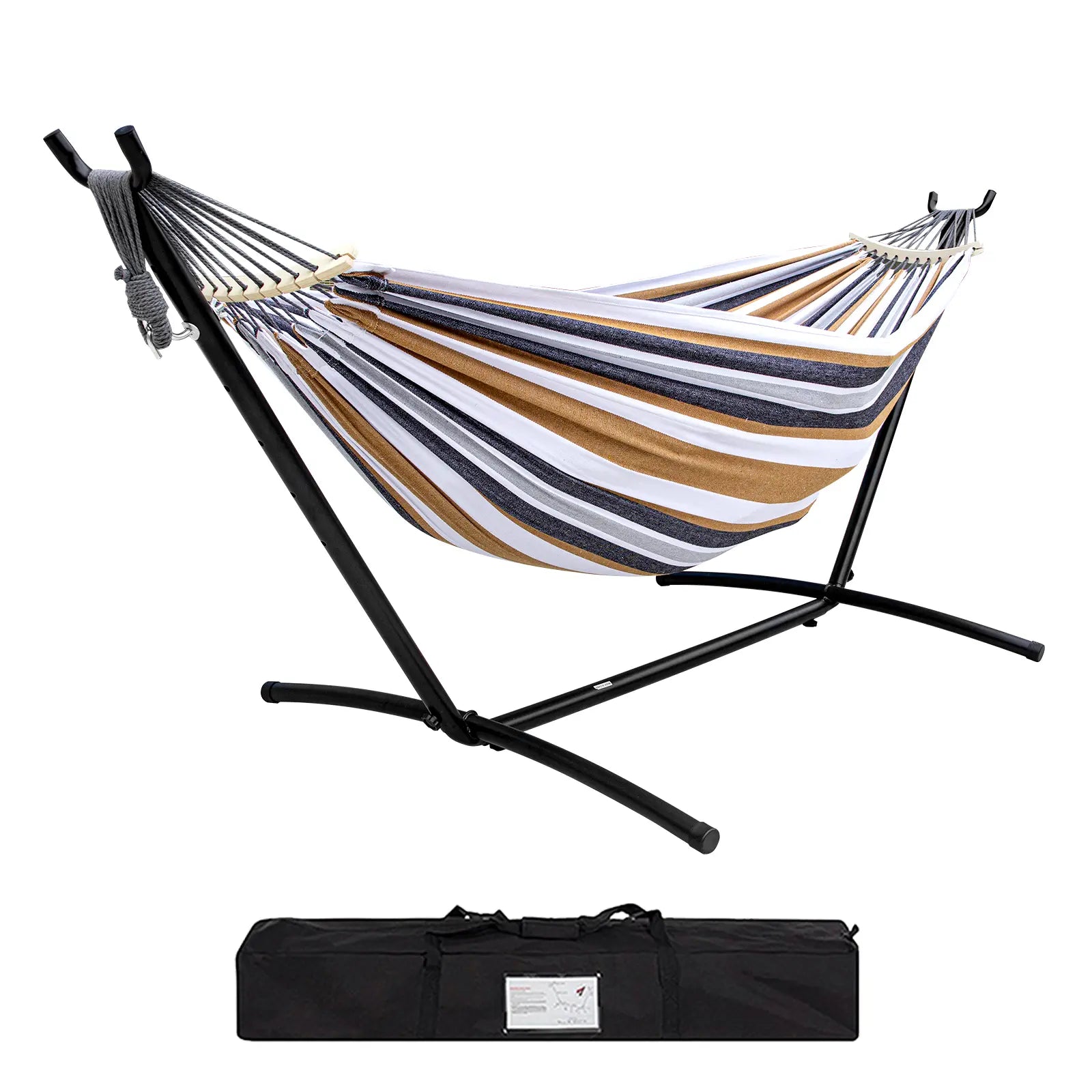 Hammock with Stand Included 450Lb Capacity Steel Stand, Premium Carry Bag Included and Two anti Roll Balance Beam