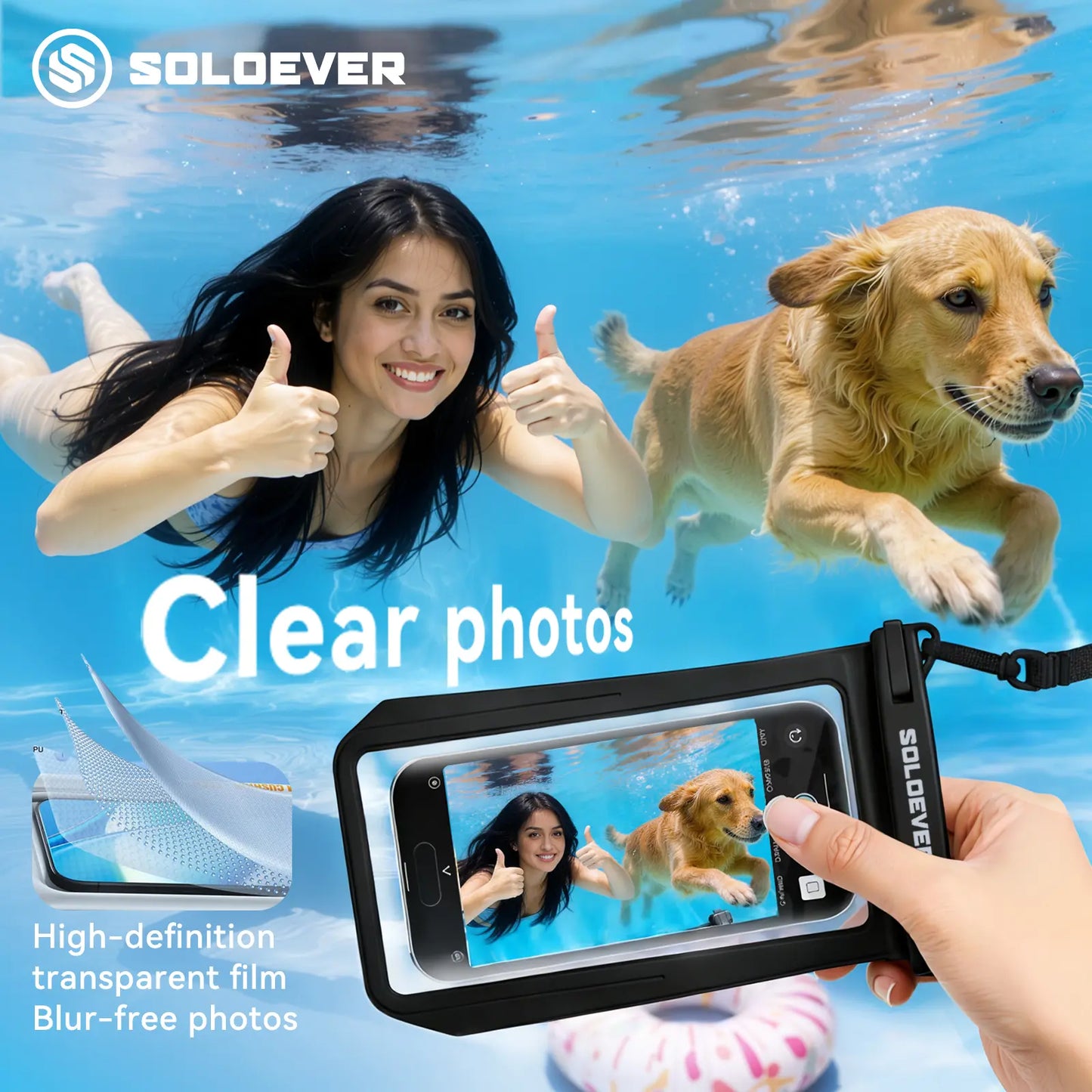 SOLOEVER Waterproof Pouch Dry Bag, Floating Fanny Pack with Dual Compartment for Swimming, Unisex IPX8 Sensitive Touchscreen, Boating Accessories, Kayaking, Ipx8 Rated, Large Capacity Design, Sensitive Touchscreen Functionality, Travel & Outdoor Adventure
