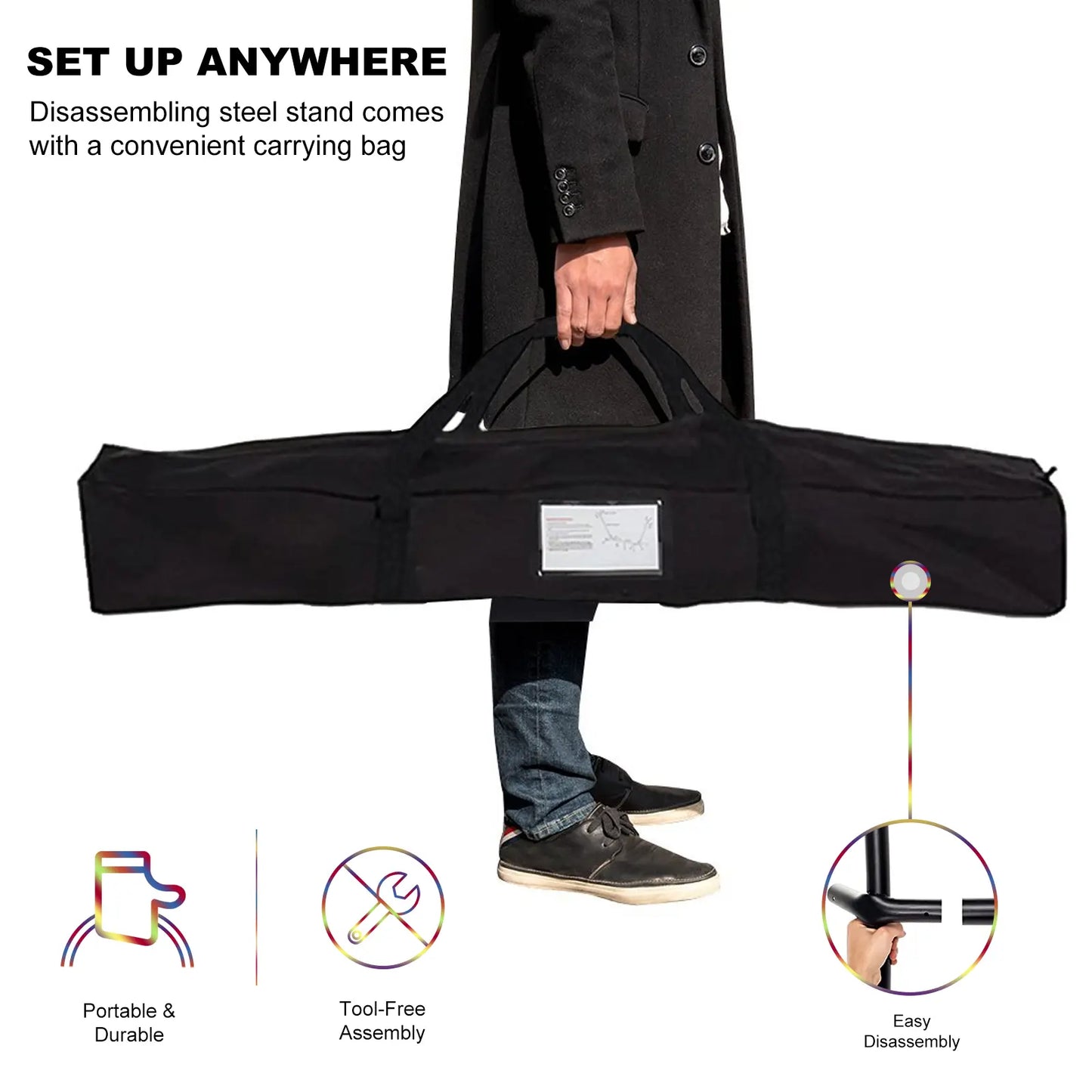Hammock with Stand Included 450Lb Capacity Steel Stand, Premium Carry Bag Included and Two anti Roll Balance Beam