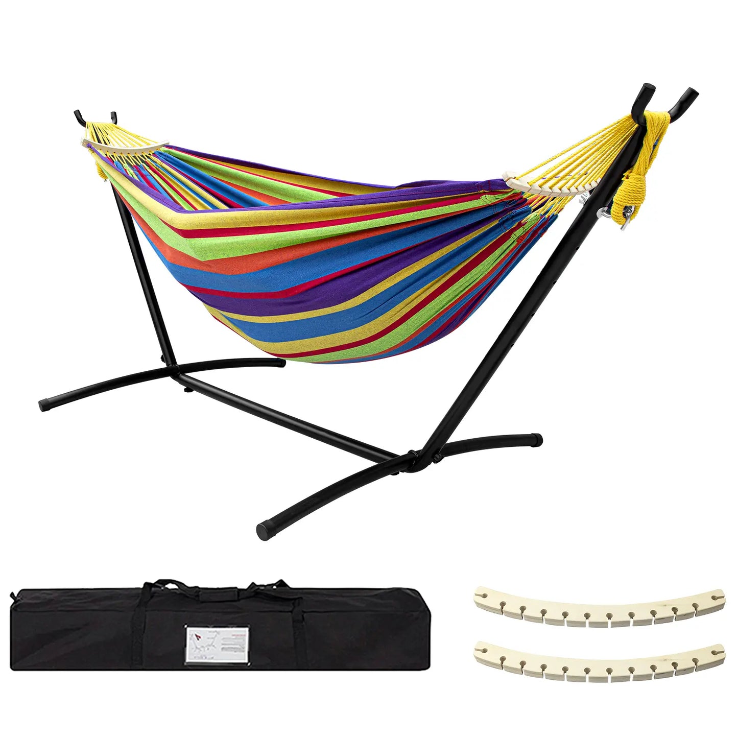 Hammock with Stand Included 450Lb Capacity Steel Stand, Premium Carry Bag Included and Two anti Roll Balance Beam