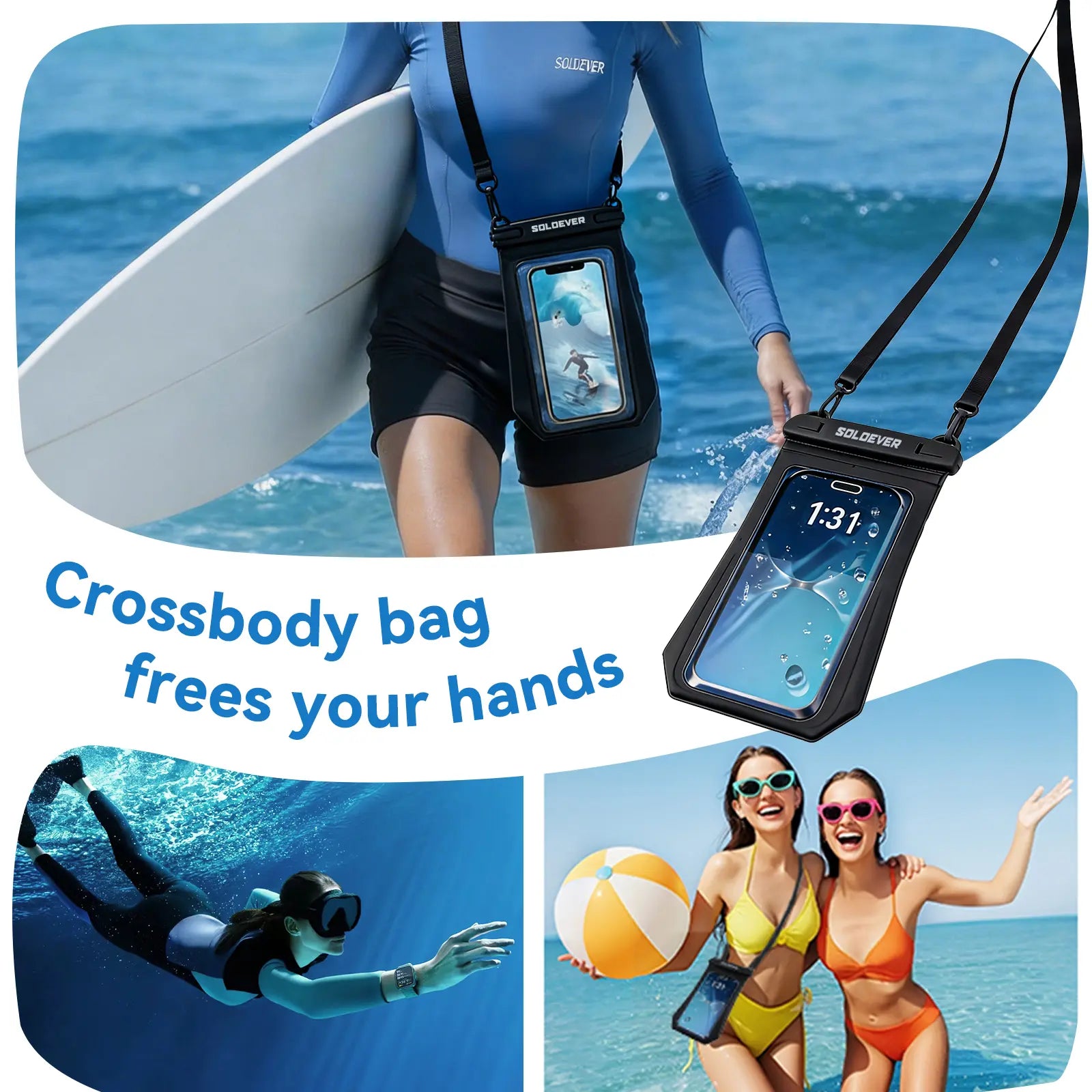 SOLOEVER Waterproof Pouch Dry Bag, Floating Fanny Pack with Dual Compartment for Swimming, Unisex IPX8 Sensitive Touchscreen, Boating Accessories, Kayaking, Ipx8 Rated, Large Capacity Design, Sensitive Touchscreen Functionality, Travel & Outdoor Adventure