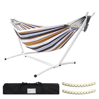 Hammock with Stand Included 450Lb Capacity Steel Stand, Premium Carry Bag Included and Two anti Roll Balance Beam