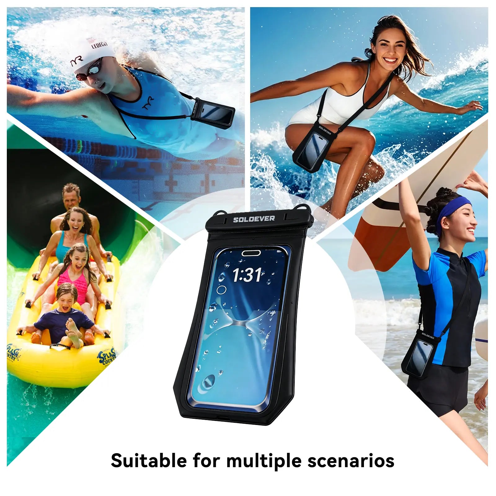 SOLOEVER Waterproof Pouch Dry Bag, Floating Fanny Pack with Dual Compartment for Swimming, Unisex IPX8 Sensitive Touchscreen, Boating Accessories, Kayaking, Ipx8 Rated, Large Capacity Design, Sensitive Touchscreen Functionality, Travel & Outdoor Adventure