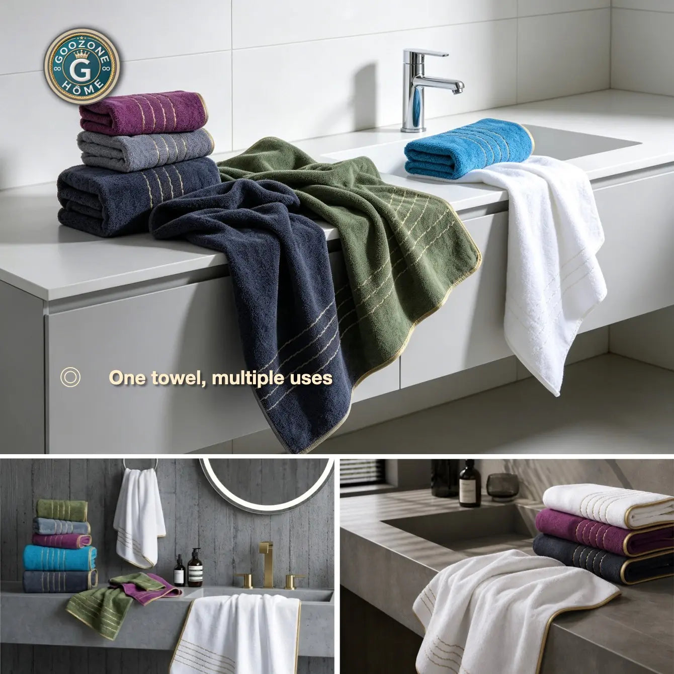6-Pack High-Quality Luxury Face Towels, Striped Design, Super Absorbent & Quick-Dry, Soft Touch, Reusable, Ideal for Home & Spa Use, Quick Drying Towel