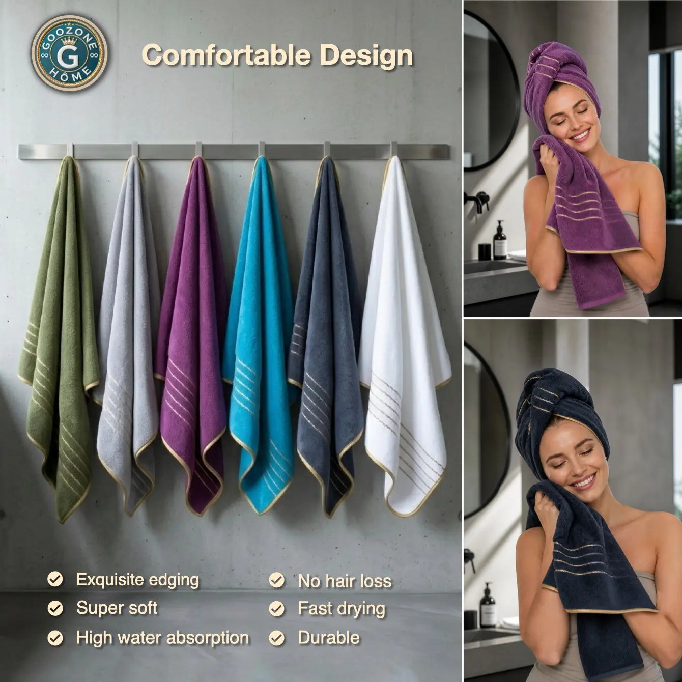 6-Pack High-Quality Luxury Face Towels, Striped Design, Super Absorbent & Quick-Dry, Soft Touch, Reusable, Ideal for Home & Spa Use, Quick Drying Towel
