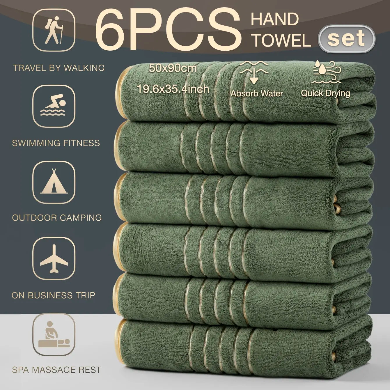 6-Pack High-Quality Luxury Face Towels, Striped Design, Super Absorbent & Quick-Dry, Soft Touch, Reusable, Ideal for Home & Spa Use, Quick Drying Towel