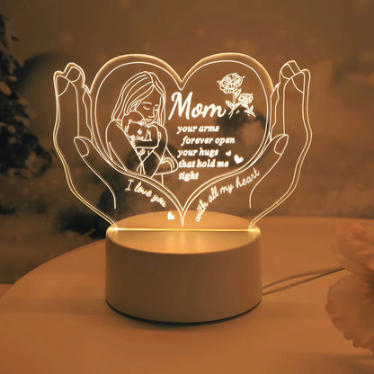 Creative Handheld Love Night Light, Led Home Decor, Unique Switch Control Warm Lighting, Perfect Birthday Gift for Mom, Mother'S Day, Valentine'S Day