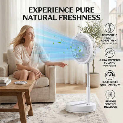 Foldable Usb-Powered Desk Fan - 360° Rotation, 3 Speed Settings, 8000Mah Ultra-Long Battery Life, 105Cm Max Height, Quiet Operation, Portable Oscillating Fan for Bedrooms, Offices