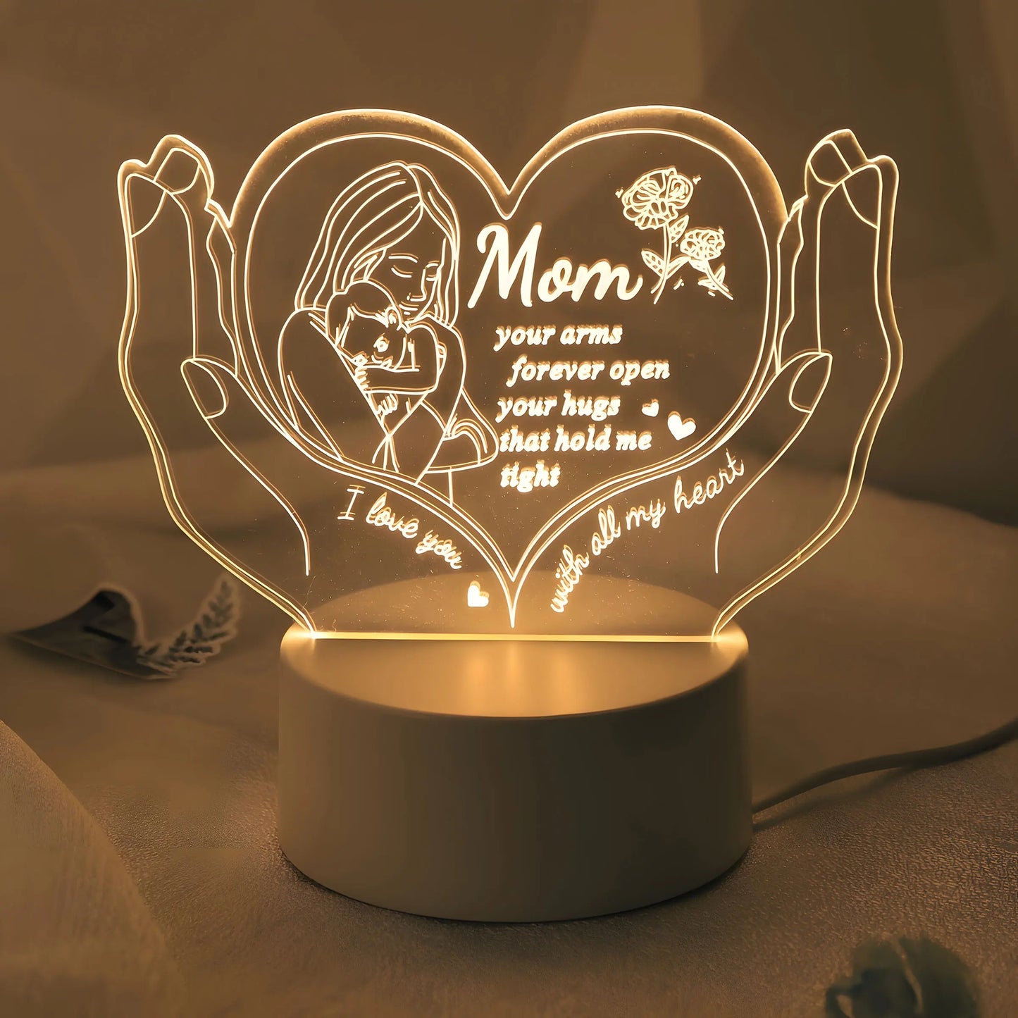 Creative Handheld Love Night Light, Led Home Decor, Unique Switch Control Warm Lighting, Perfect Birthday Gift for Mom, Mother'S Day, Valentine'S Day