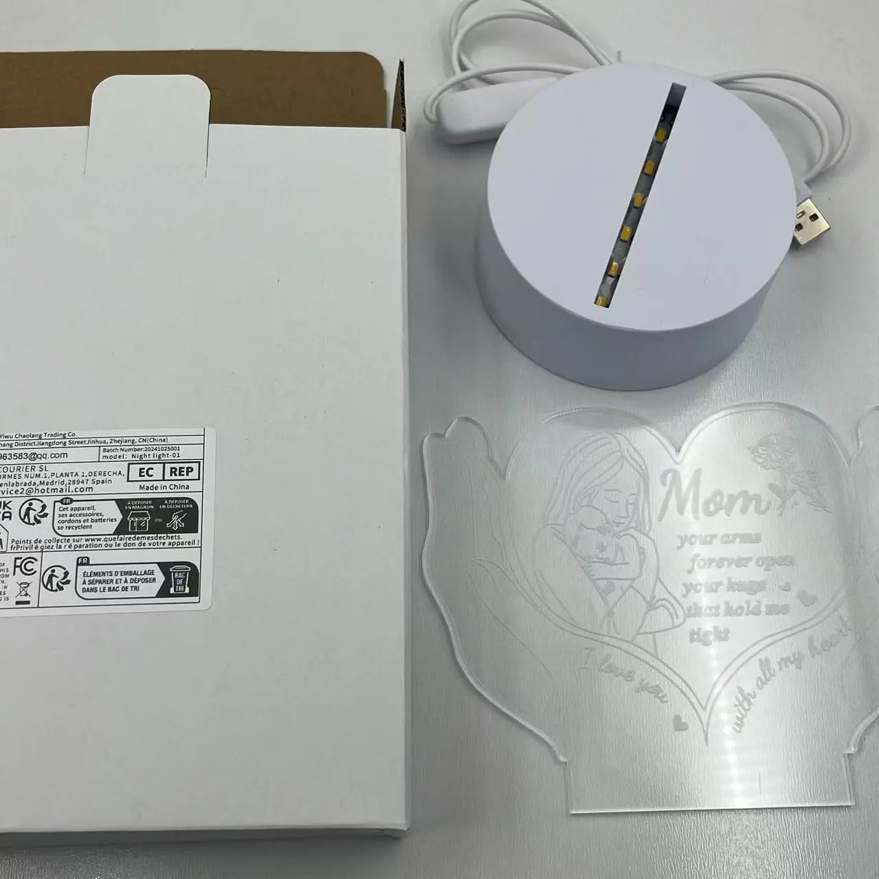 Creative Handheld Love Night Light, Led Home Decor, Unique Switch Control Warm Lighting, Perfect Birthday Gift for Mom, Mother'S Day, Valentine'S Day