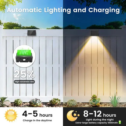 Solar Fence Lights Outdoor, Solar up down Wall Lights for Outside, IP67 Fence Lights Solar Powered Dusk to Dawn Auto-Work for Patio Garden Backyard Porch Deck Pathway Step (White&Rgb)