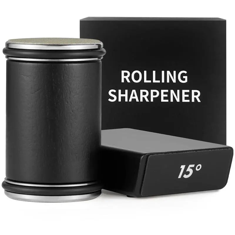 Rolling Knife Sharpener Kit, 1 Set Portable Cutting Knife Sharpener Tool with Diamond Grinding Disc and Ceramic Honing Disc, Kitchen Knife Sharpening with Multiple Angles for Home Kitchen, Wooden #TOP PICKS