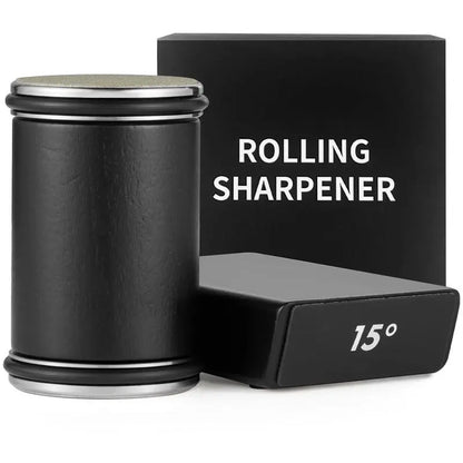 Rolling Knife Sharpener Kit, 1 Set Portable Cutting Knife Sharpener Tool with Diamond Grinding Disc and Ceramic Honing Disc, Kitchen Knife Sharpening with Multiple Angles for Home Kitchen, Wooden #TOP PICKS