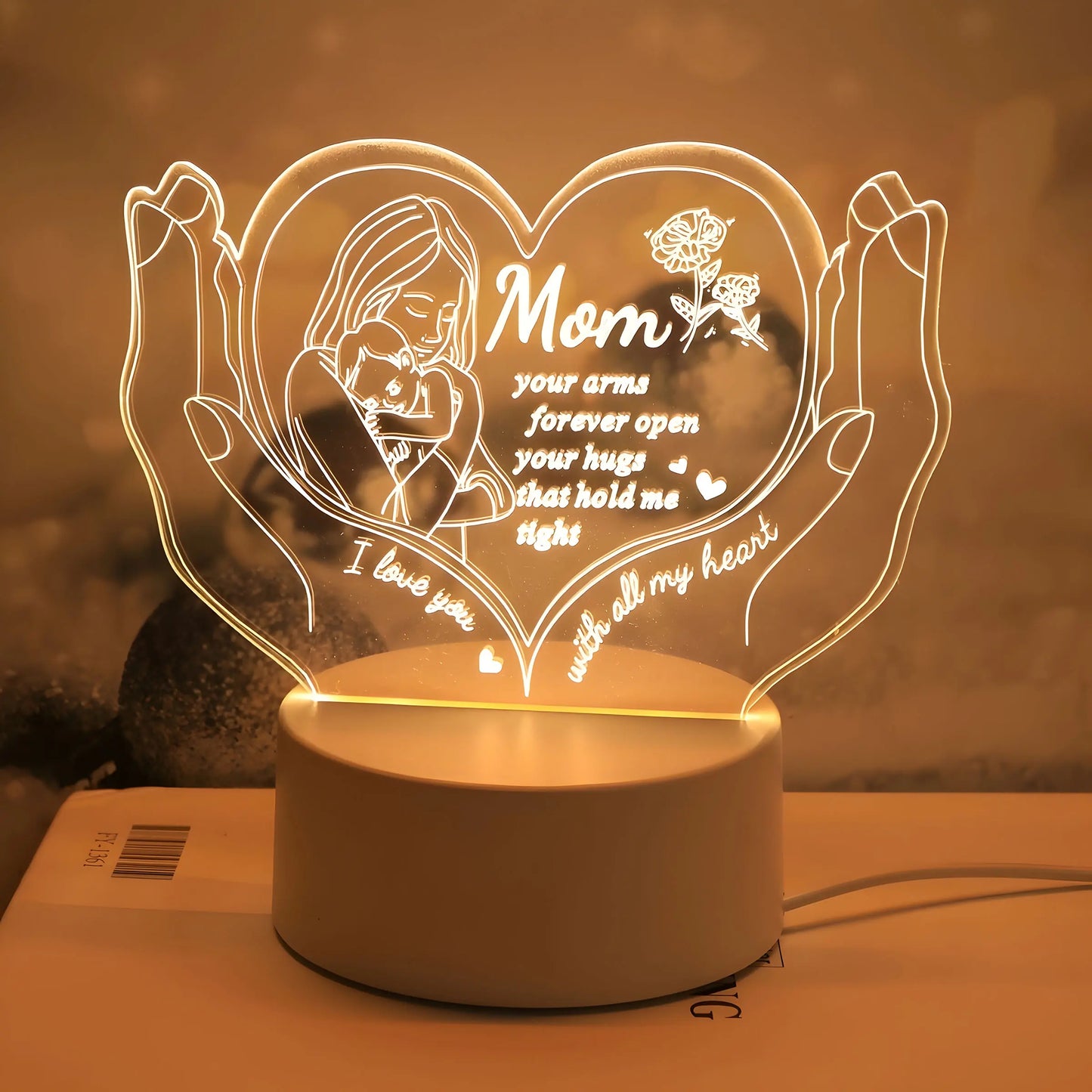 Creative Handheld Love Night Light, Led Home Decor, Unique Switch Control Warm Lighting, Perfect Birthday Gift for Mom, Mother'S Day, Valentine'S Day