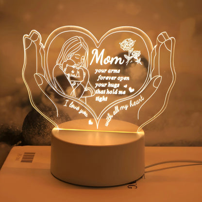 Creative Handheld Love Night Light, Led Home Decor, Unique Switch Control Warm Lighting, Perfect Birthday Gift for Mom, Mother'S Day, Valentine'S Day