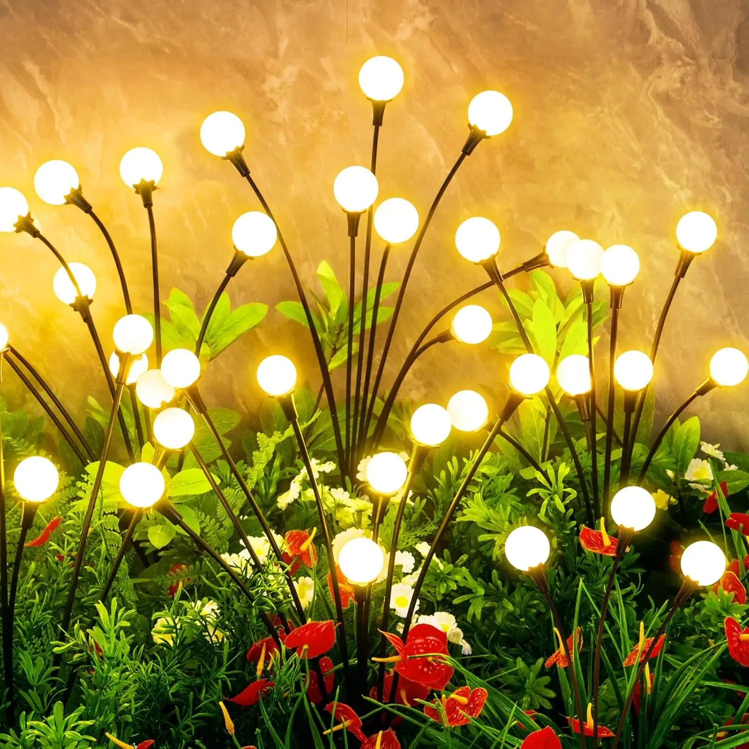 Outdoor Solar Firefly LED Lights - 4/8 Pack Waterproof Garden Stake Decorative Lamps with Auto Dusk-To-Dawn Glow, 32/64 Leds for Curb Appeal, Whimsy Decor, Mood Lighting & LED Pathway Lighting,Dorm Essentials,Home Decor,Home Essentials,Camping Essentials