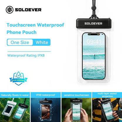 SOLOEVER Waterproof Pouch Dry Bag, Floating Fanny Pack with Dual Compartment for Swimming, Unisex IPX8 Sensitive Touchscreen, Boating Accessories, Kayaking, Ipx8 Rated, Large Capacity Design, Sensitive Touchscreen Functionality, Travel & Outdoor Adventure