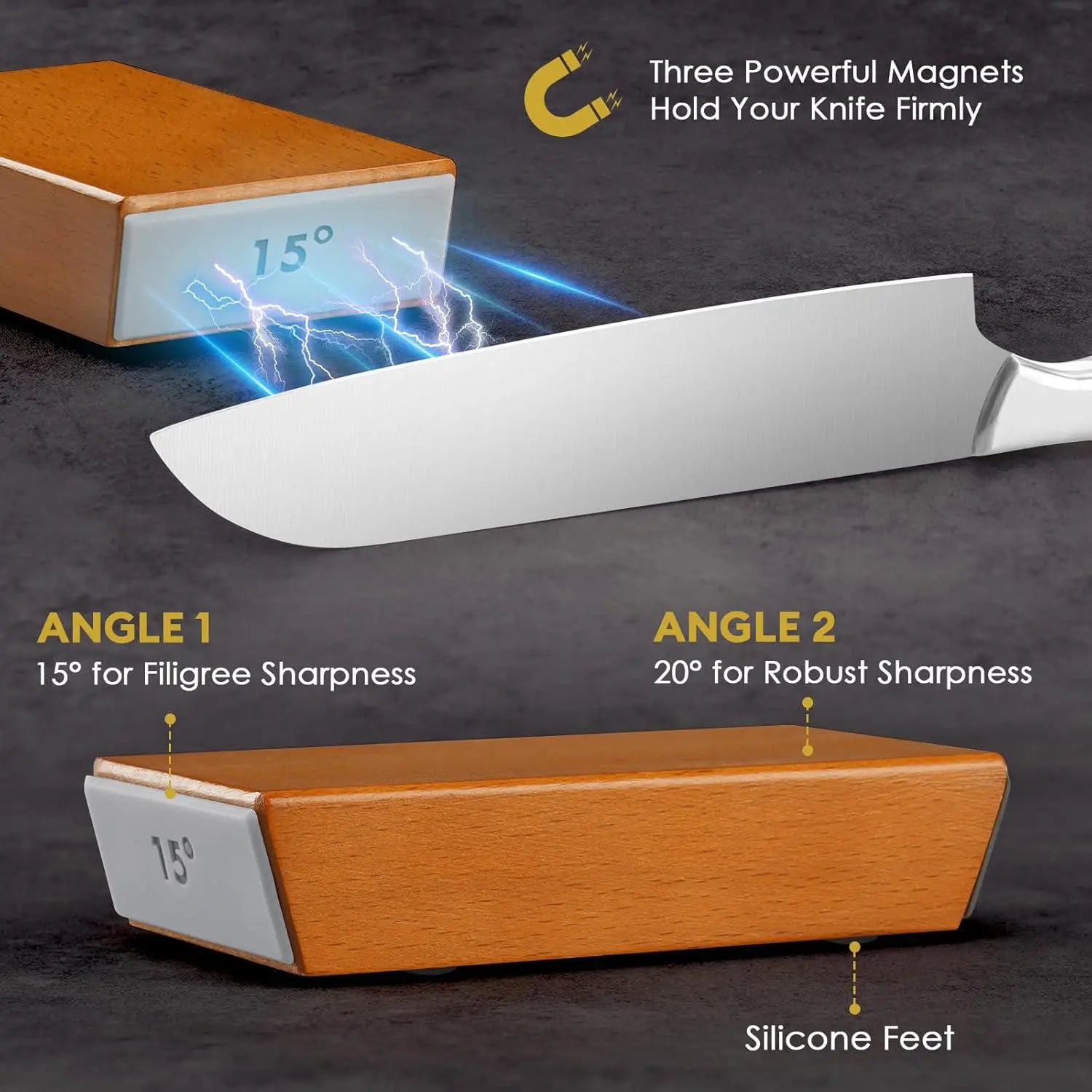 Rolling Knife Sharpener Kit, 1 Set Portable Cutting Knife Sharpener Tool with Diamond Grinding Disc and Ceramic Honing Disc, Kitchen Knife Sharpening with Multiple Angles for Home Kitchen, Wooden #TOP PICKS