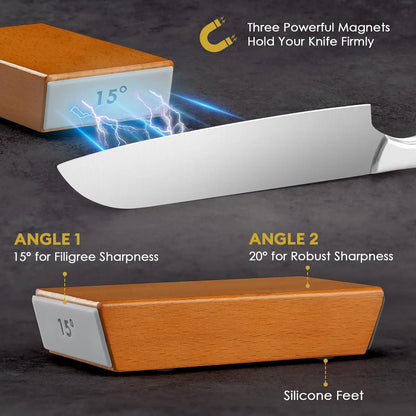 Rolling Knife Sharpener Kit, 1 Set Portable Cutting Knife Sharpener Tool with Diamond Grinding Disc and Ceramic Honing Disc, Kitchen Knife Sharpening with Multiple Angles for Home Kitchen, Wooden #TOP PICKS