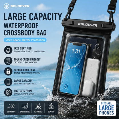 SOLOEVER Waterproof Pouch Dry Bag, Floating Fanny Pack with Dual Compartment for Swimming, Unisex IPX8 Sensitive Touchscreen, Boating Accessories, Kayaking, Ipx8 Rated, Large Capacity Design, Sensitive Touchscreen Functionality, Travel & Outdoor Adventure