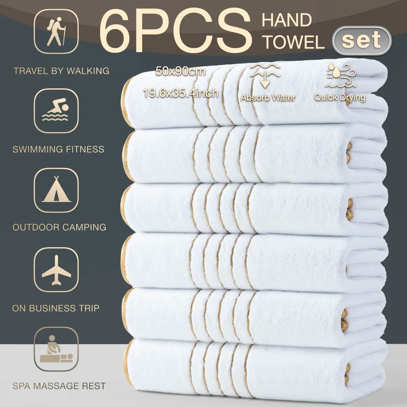 6-Pack High-Quality Luxury Face Towels, Striped Design, Super Absorbent & Quick-Dry, Soft Touch, Reusable, Ideal for Home & Spa Use, Quick Drying Towel