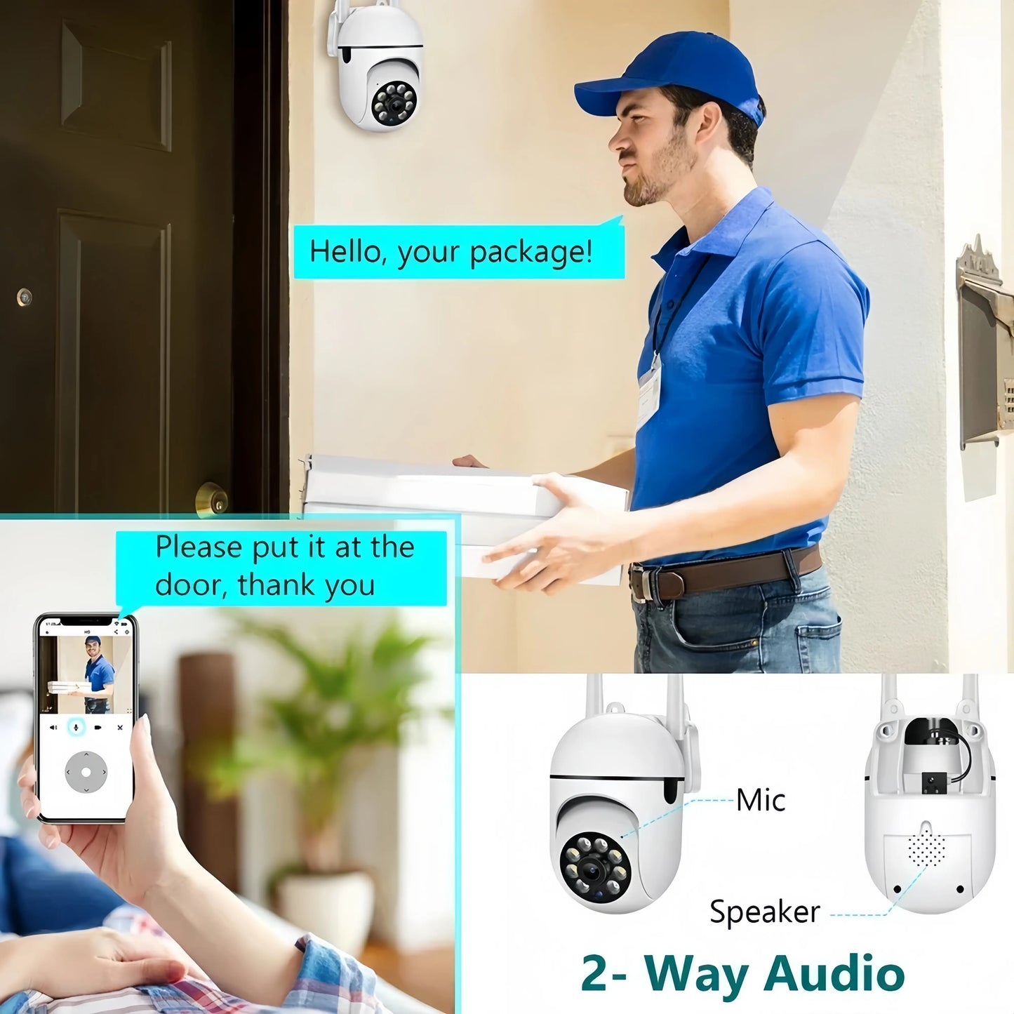 Advanced Wi-Fi Surveillance System with Full-Color Night Vision, Two-Way Audio, Motion Detection, and Anomaly Alerts for Baby and Elderly Care, Home, Office, and Garage Security Monitoring