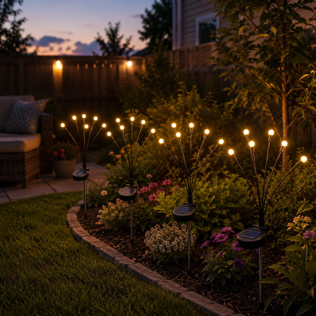 Outdoor Solar Firefly LED Lights - 4/8 Pack Waterproof Garden Stake Decorative Lamps with Auto Dusk-To-Dawn Glow, 32/64 Leds for Curb Appeal, Whimsy Decor, Mood Lighting & LED Pathway Lighting,Dorm Essentials,Home Decor,Home Essentials,Camping Essentials