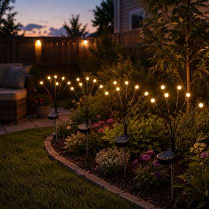 Outdoor Solar Firefly LED Lights - 4/8 Pack Waterproof Garden Stake Decorative Lamps with Auto Dusk-To-Dawn Glow, 32/64 Leds for Curb Appeal, Whimsy Decor, Mood Lighting & LED Pathway Lighting,Dorm Essentials,Home Decor,Home Essentials,Camping Essentials