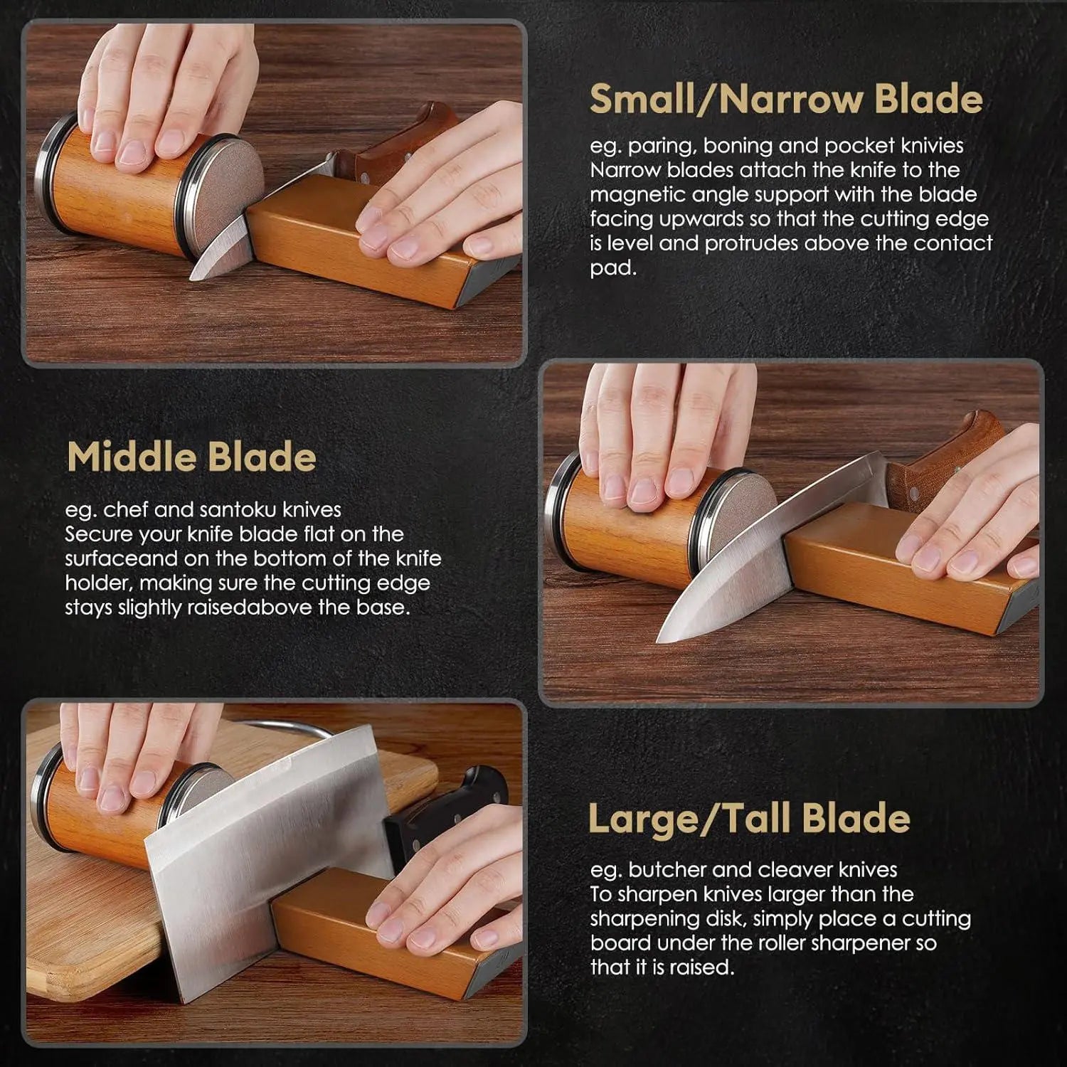 Rolling Knife Sharpener Kit, 1 Set Portable Cutting Knife Sharpener Tool with Diamond Grinding Disc and Ceramic Honing Disc, Kitchen Knife Sharpening with Multiple Angles for Home Kitchen, Wooden #TOP PICKS