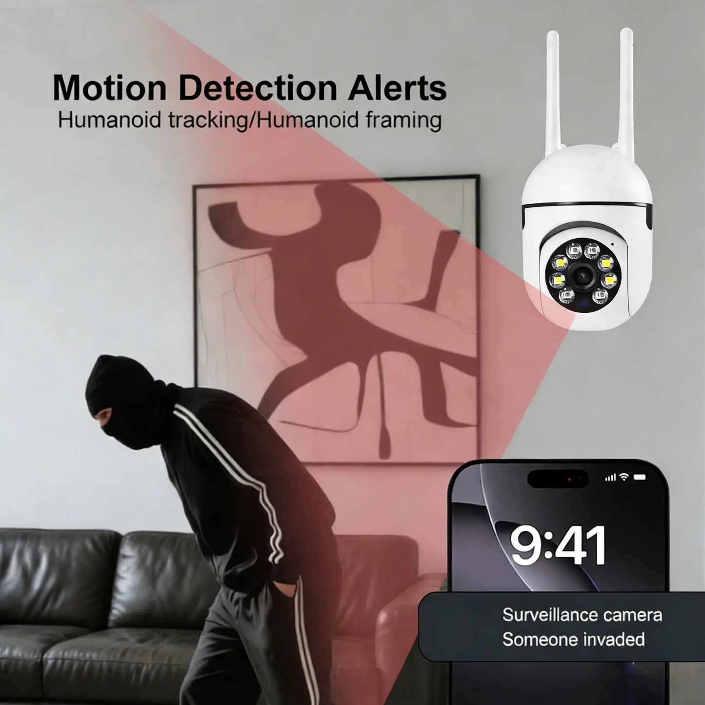 Advanced Wi-Fi Surveillance System with Full-Color Night Vision, Two-Way Audio, Motion Detection, and Anomaly Alerts for Baby and Elderly Care, Home, Office, and Garage Security Monitoring