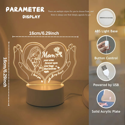 Creative Handheld Love Night Light, Led Home Decor, Unique Switch Control Warm Lighting, Perfect Birthday Gift for Mom, Mother'S Day, Valentine'S Day