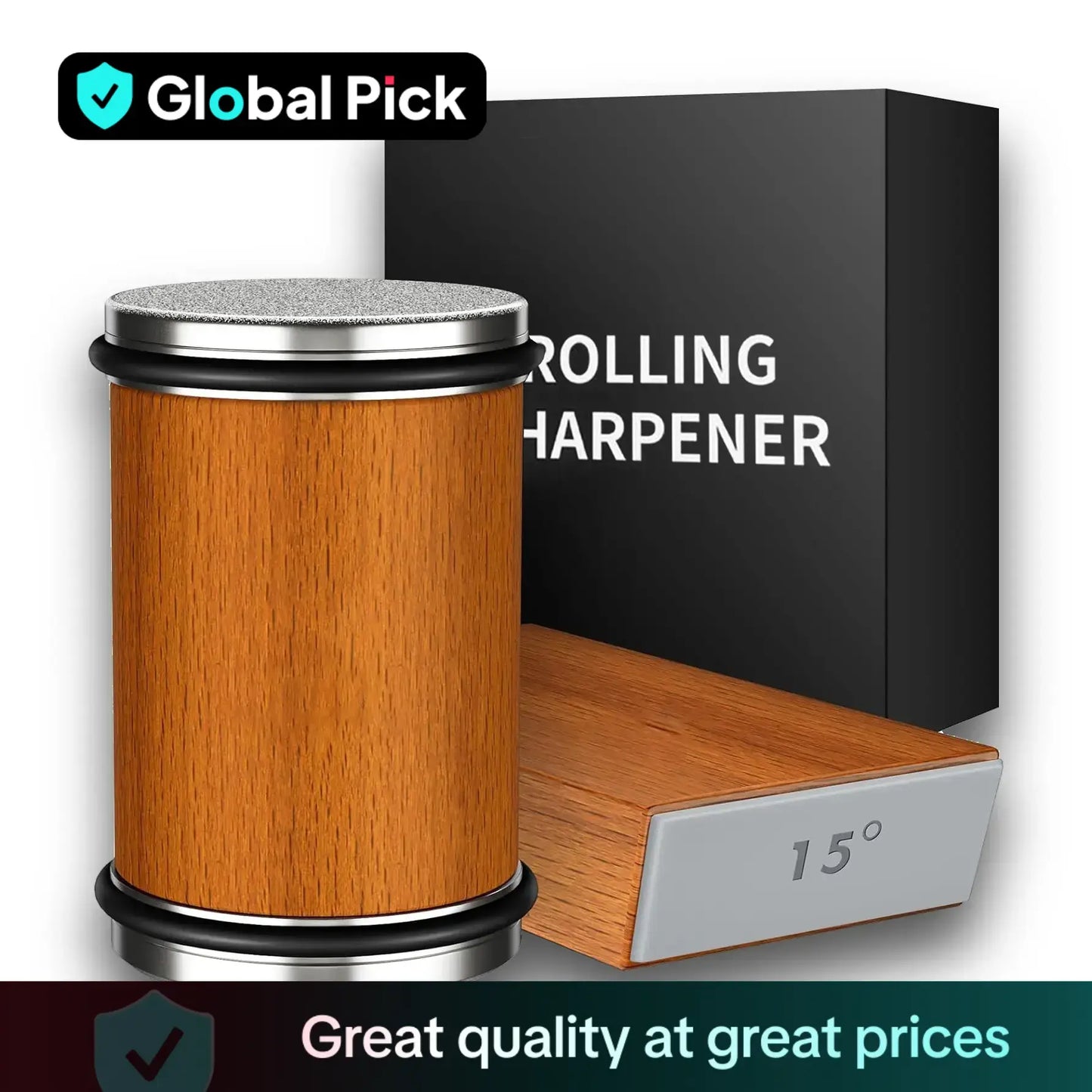 Rolling Knife Sharpener Kit, 1 Set Portable Cutting Knife Sharpener Tool with Diamond Grinding Disc and Ceramic Honing Disc, Kitchen Knife Sharpening with Multiple Angles for Home Kitchen, Wooden #TOP PICKS
