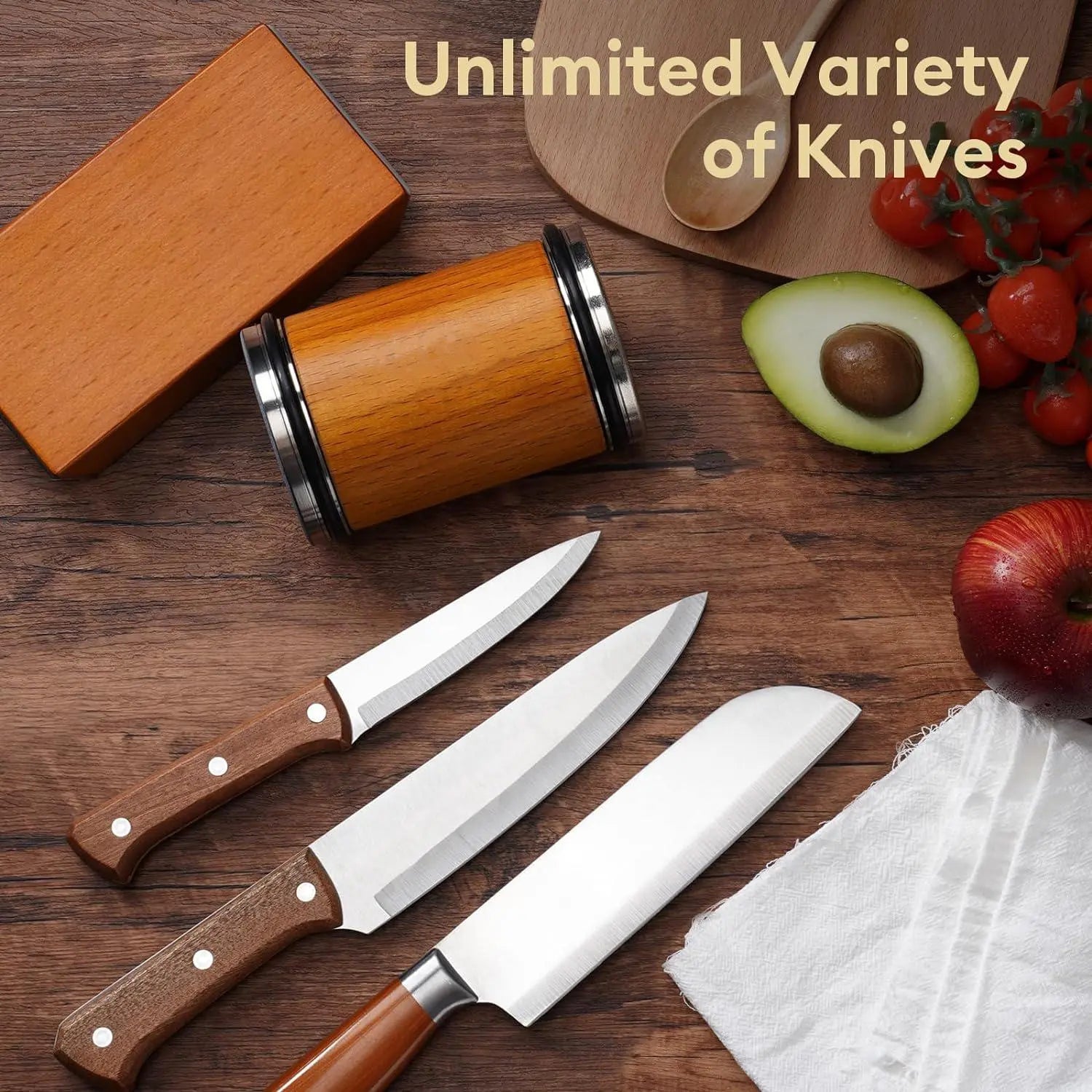 Rolling Knife Sharpener Kit, 1 Set Portable Cutting Knife Sharpener Tool with Diamond Grinding Disc and Ceramic Honing Disc, Kitchen Knife Sharpening with Multiple Angles for Home Kitchen, Wooden #TOP PICKS