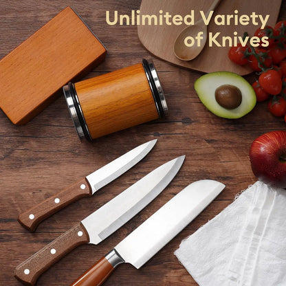 Rolling Knife Sharpener Kit, 1 Set Portable Cutting Knife Sharpener Tool with Diamond Grinding Disc and Ceramic Honing Disc, Kitchen Knife Sharpening with Multiple Angles for Home Kitchen, Wooden #TOP PICKS