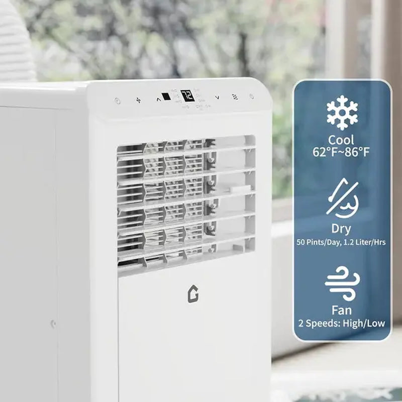 【Summerwins】Garvee 8000 BTU Portable Air Conditioner - 3-In-1 Cooling, Dehumidifying, and Fan Unit with Remote Control, LED Display, 24-Hour Timer, Low Noise, Window Installation Kit, for Rooms up to 350 Sq.Ft