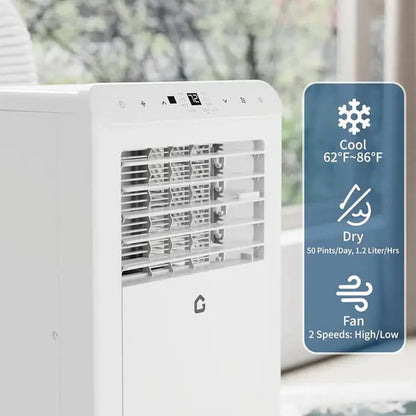 【Summerwins】Garvee 8000 BTU Portable Air Conditioner - 3-In-1 Cooling, Dehumidifying, and Fan Unit with Remote Control, LED Display, 24-Hour Timer, Low Noise, Window Installation Kit, for Rooms up to 350 Sq.Ft