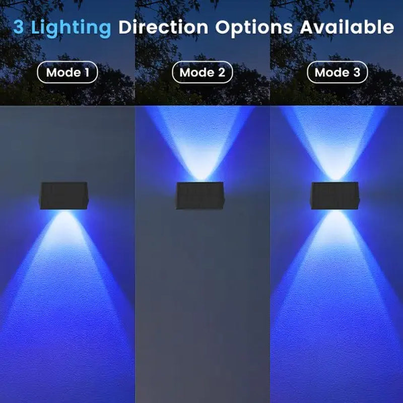 Solar Fence Lights Outdoor, Solar up down Wall Lights for Outside, IP67 Fence Lights Solar Powered Dusk to Dawn Auto-Work for Patio Garden Backyard Porch Deck Pathway Step (White&Rgb)