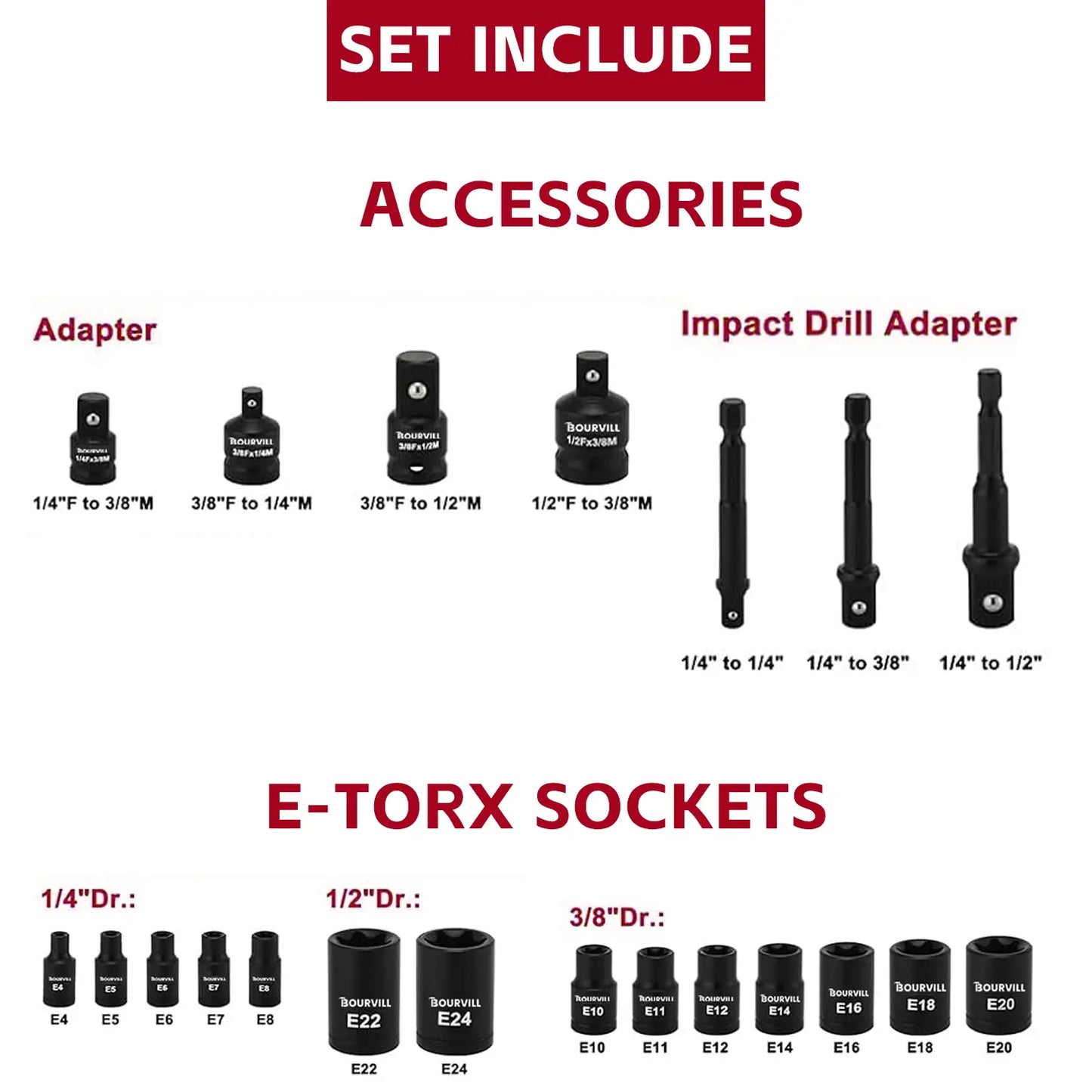 71-Piece Master Hex & Torx Bit Socket Set 1/4\" 3/8\" 1/2\" Drive Metric SAE Hex Bit Sockets Star Bit Sockets （T6-T70） E-Torx Sockets (E4 -E24) with Storage Case#Summerfinds