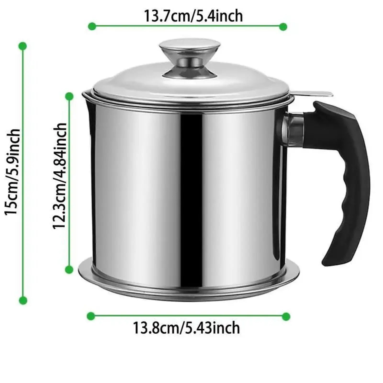 Modern Stainless Steel Oil Dispenser with Tray and Lid, Includes Filter for Bacon Grease and Cooking Oil, Kitchenware and Utensils